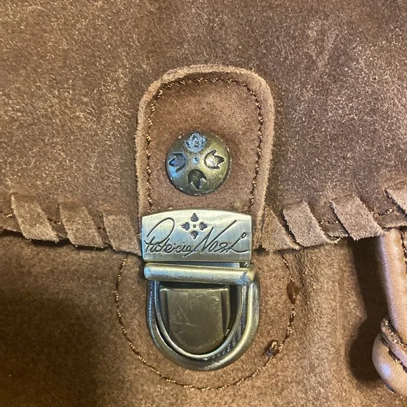 Patricia Nash Casape Backpack in Burnished Suede Cognac, braided trim, durable - Picture 10 of 15